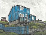 Greenlandic house, seal skin drying by Artist Nicki Price